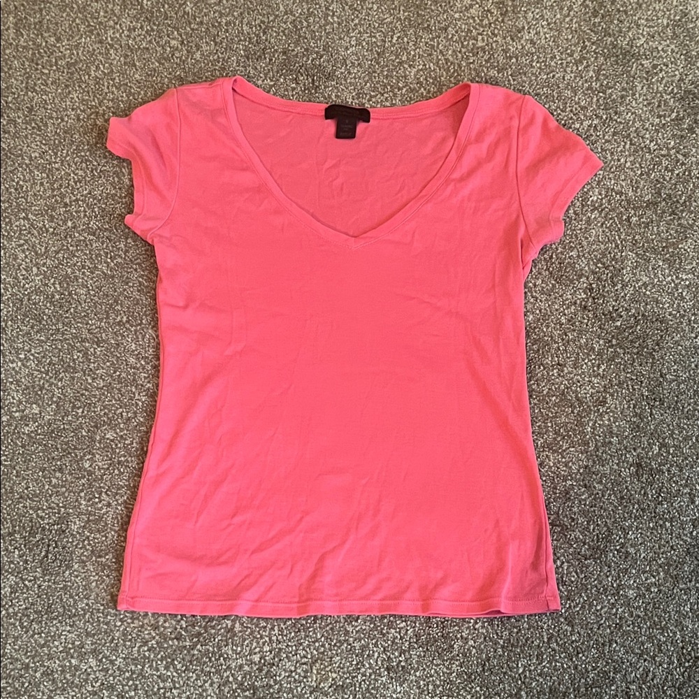 Express Bright Pink V-Neck Short Sleeve Tee